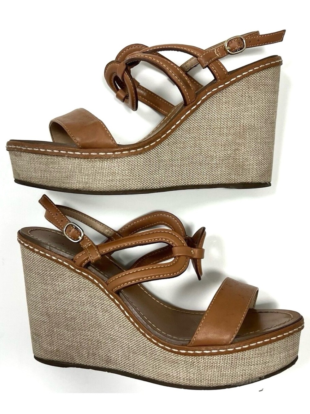 AREZZO Wedge Platform Slingback Sandals Strap Brown Heels Women’s Size 36 US 6